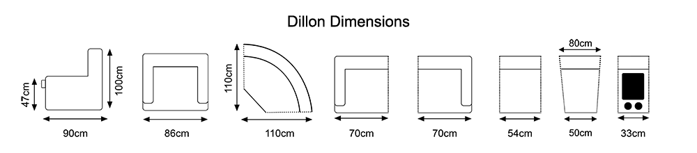 Dillon Umber Grey / Lava dimensions