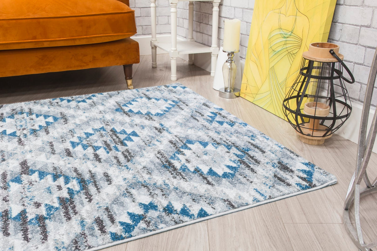 Ardenne Azteca - Blue rug, 120 x 170 cm size