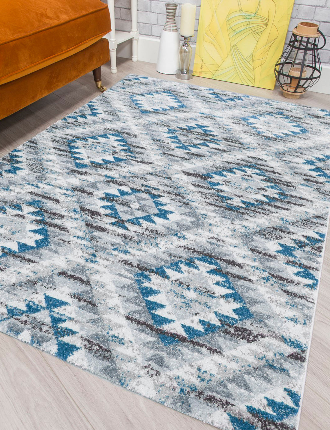 Ardenne Azteca - Blue rug from The Mattress Store Ireland