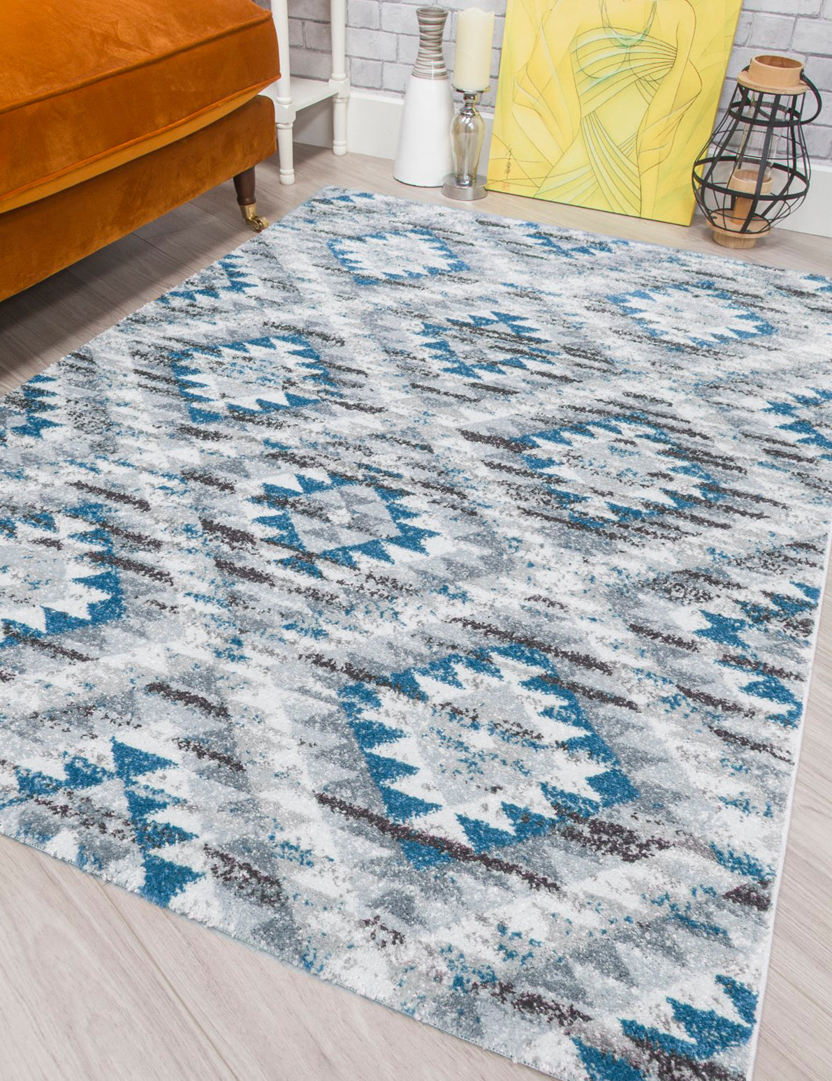Ardenne Azteca - Blue rug from The Mattress Store Ireland