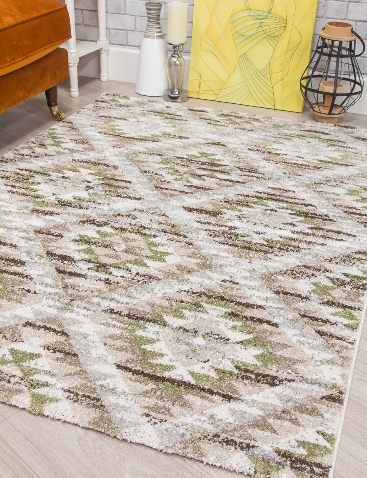 Ardenne Azteca - Green rug, 120 x 170 cm size