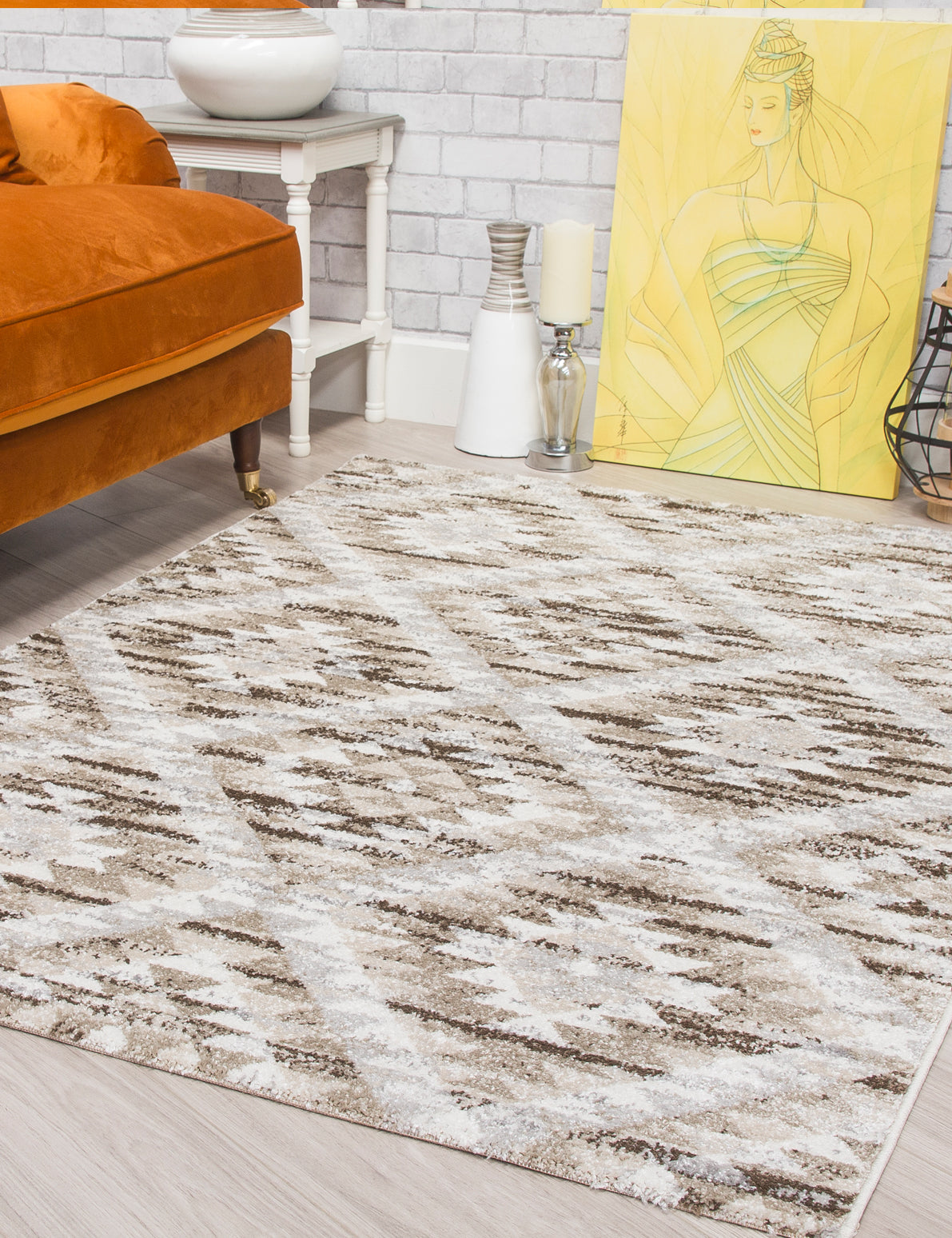 Ardenne Azteca - Greige rug, 80 x 150 cm size