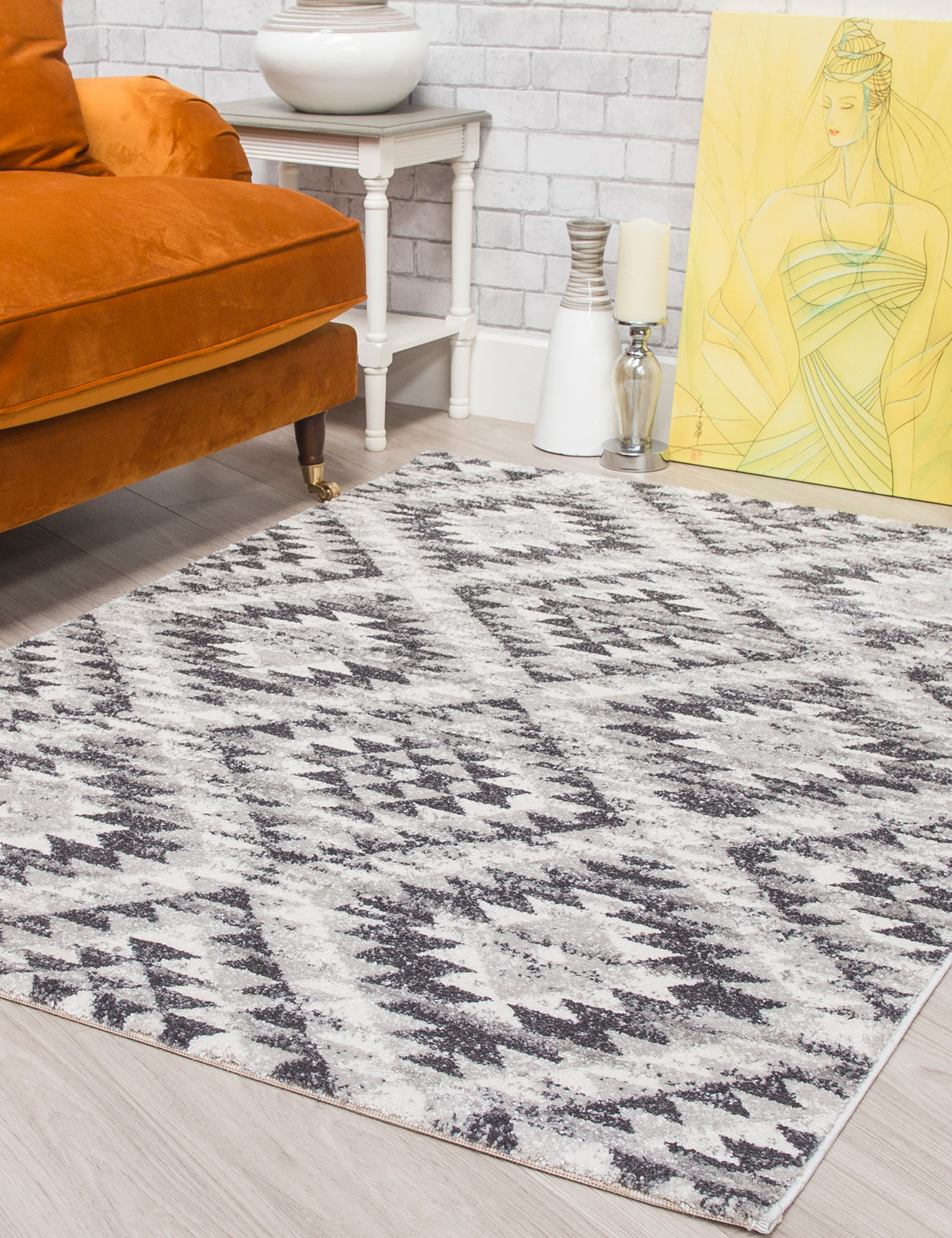 Ardenne Azteca - Grey rug, 160 x 220 cm size