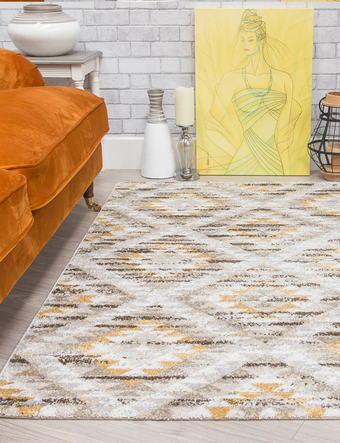 Ardenne Azteca - Ochre rug, 80 x 150 cm size