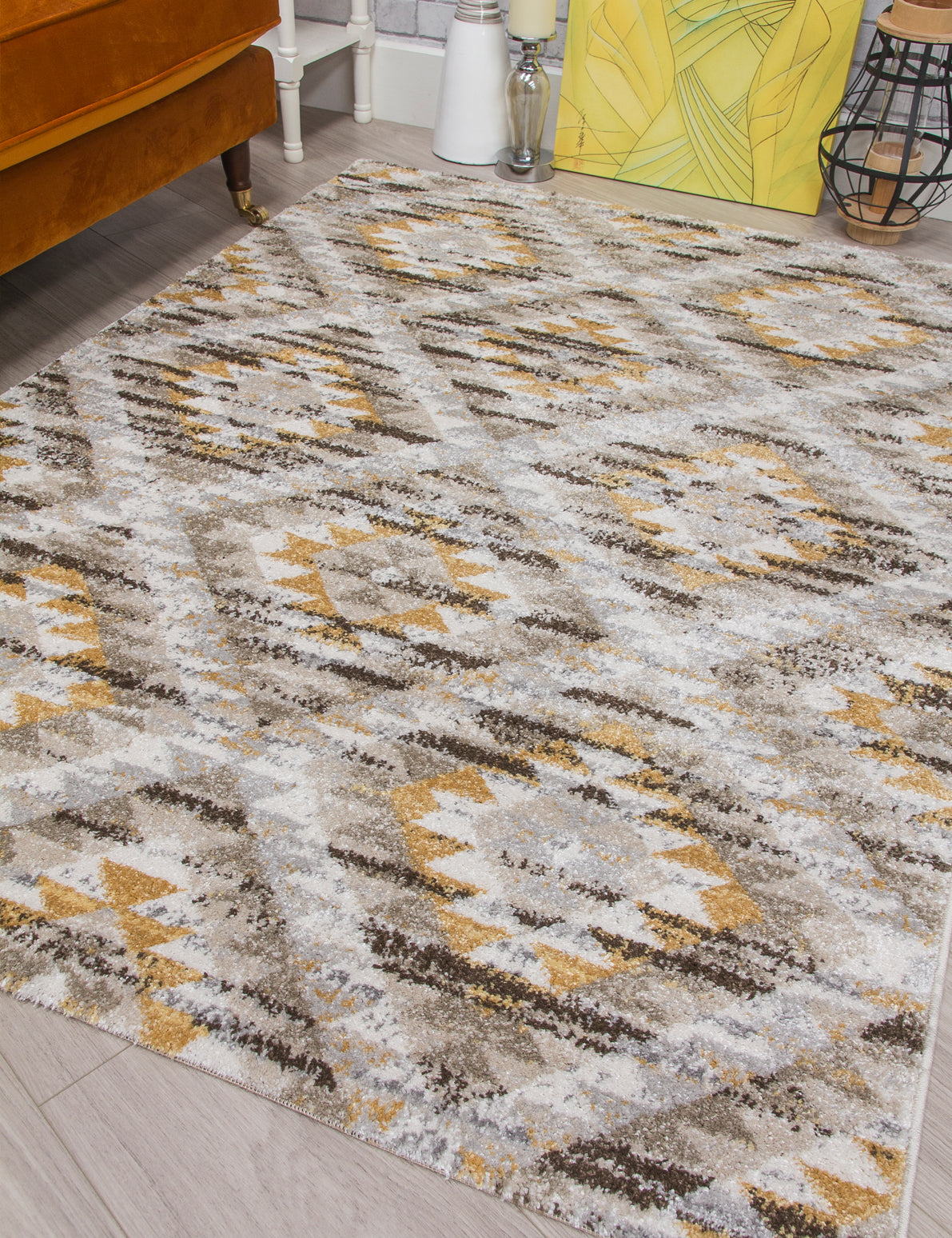 Ardenne Azteca - Ochre rug, 160 x 220 cm size