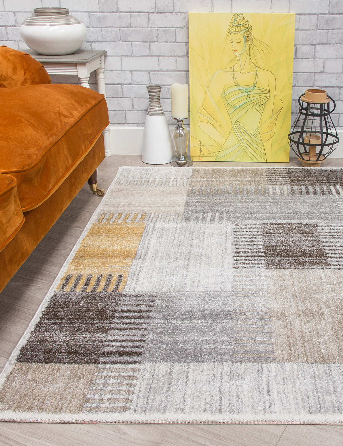 Ardenne Deco - Ochre rug, 80 x 150 cm size