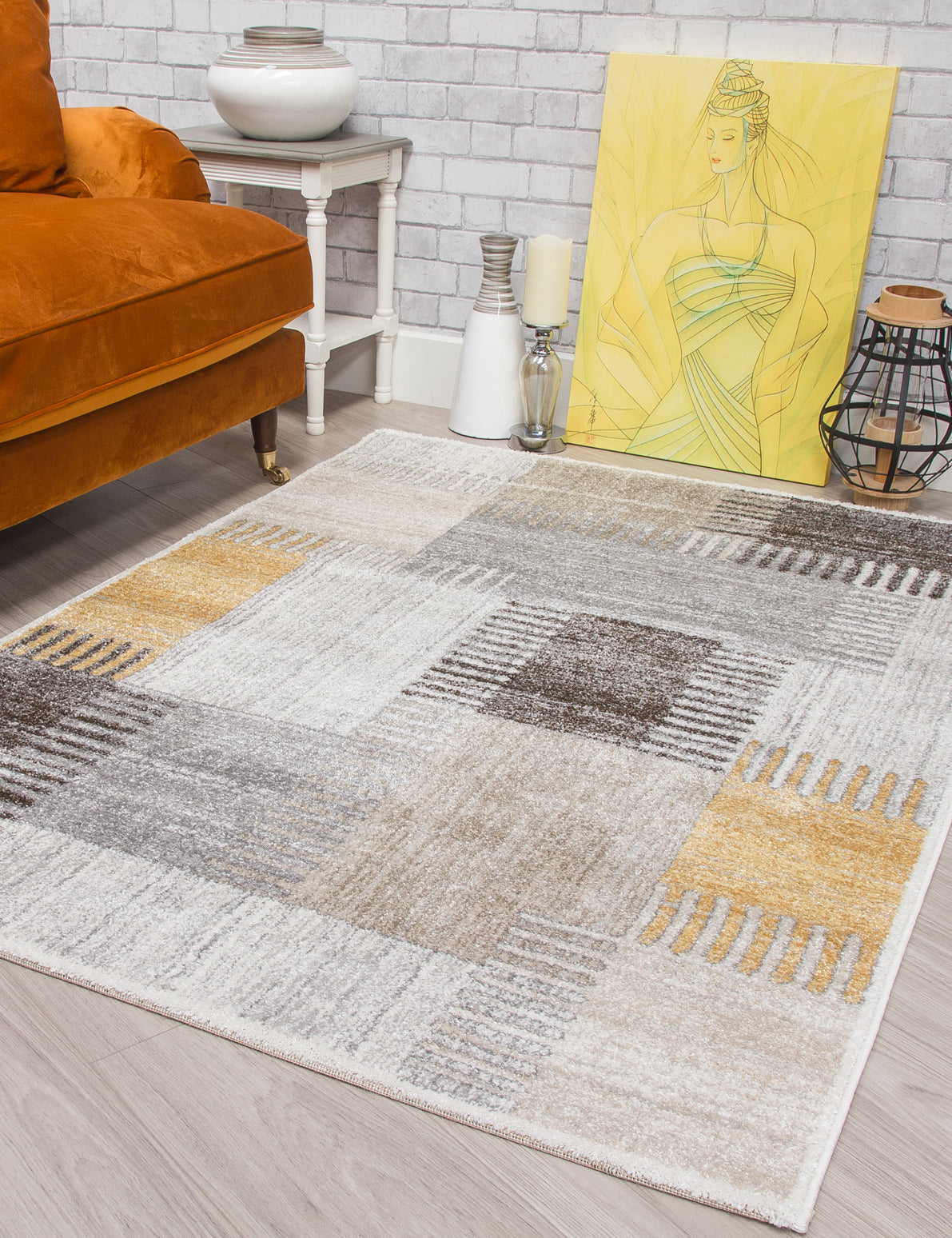 Ardenne Deco - Ochre rug, 120 x 170 cm size