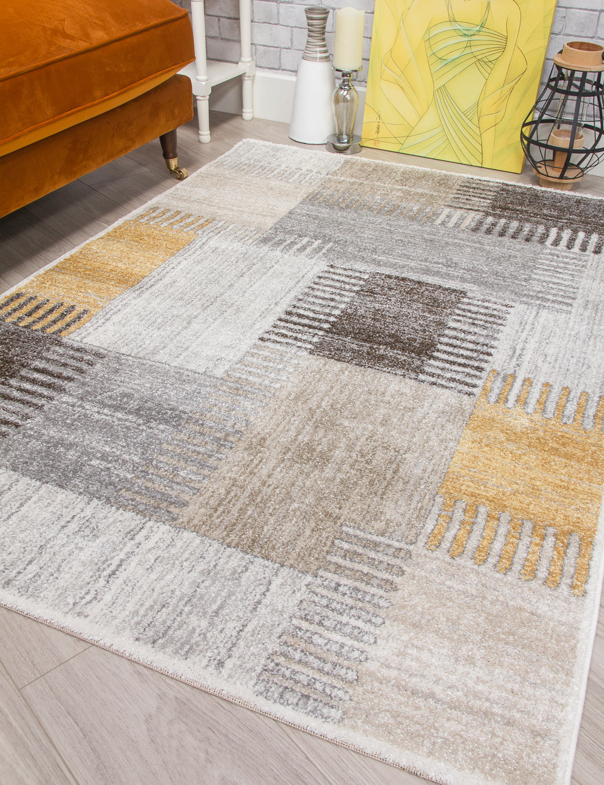 Ardenne Deco - Ochre rug, 160 x 220 cm size