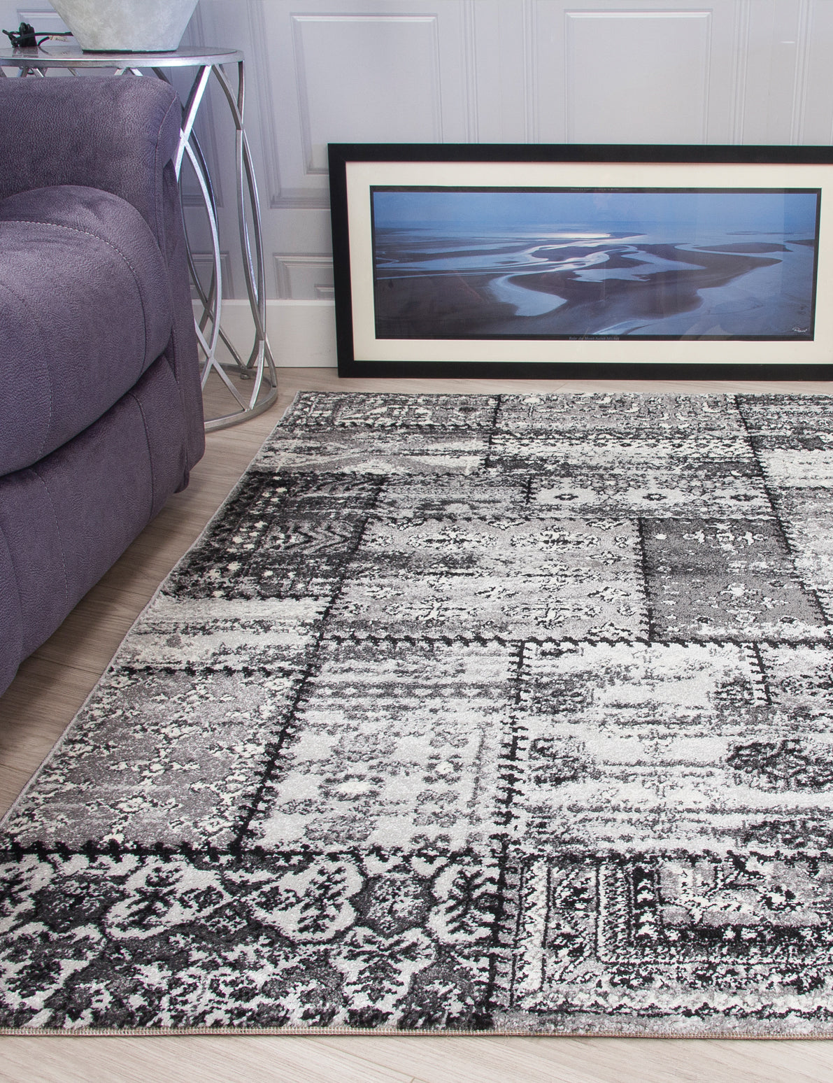 Antika Patchwork - Grey rug, 120 x 170 cm size