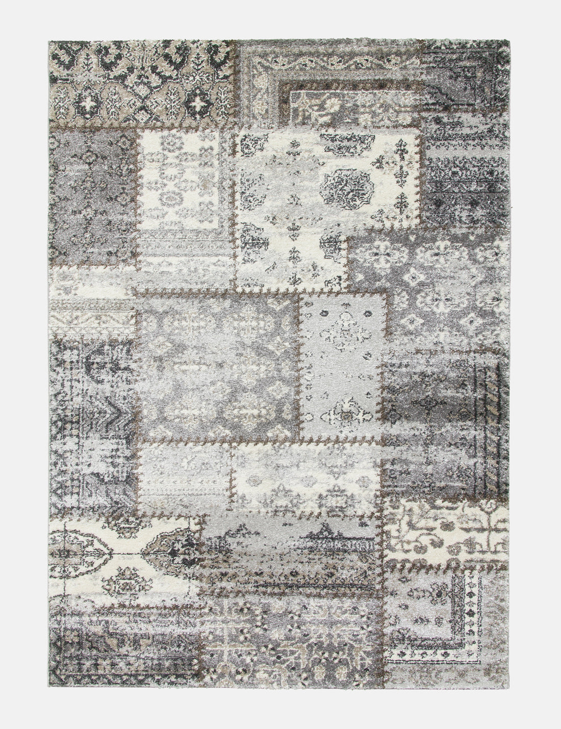 Antika Patchwork - Greige rug from The Mattress Store Ireland