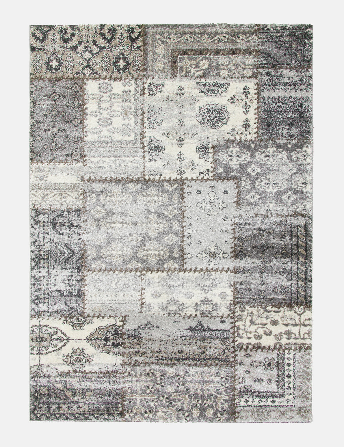 Antika Patchwork - Greige rug from The Mattress Store Ireland