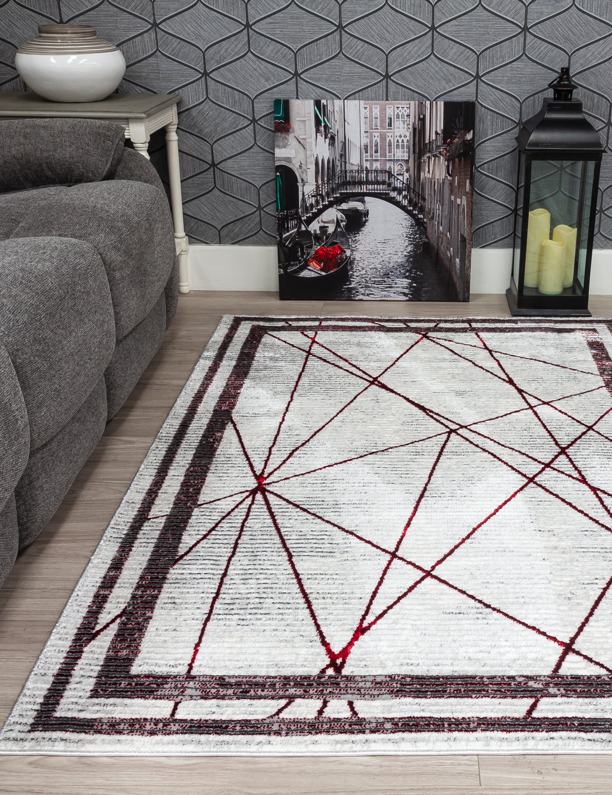 Glitz Art Deco - Red rug, 80 x 150 cm size
