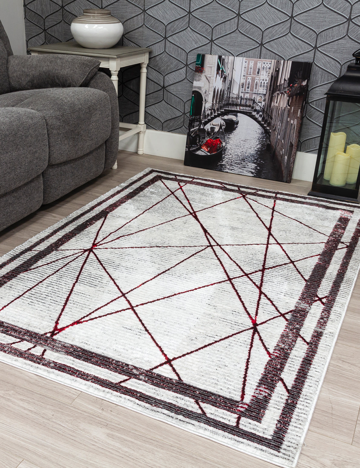 Glitz Art Deco - Red rug, 120 x 170 cm size
