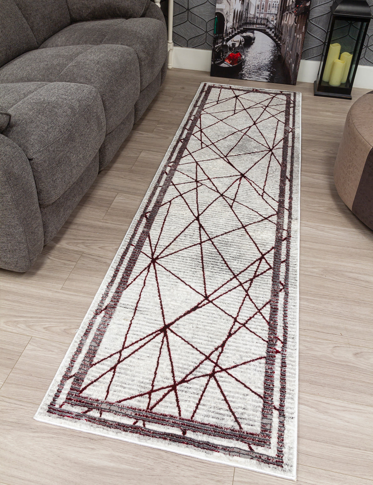 Glitz Art Deco - Red rug, 67 x 240 cm size