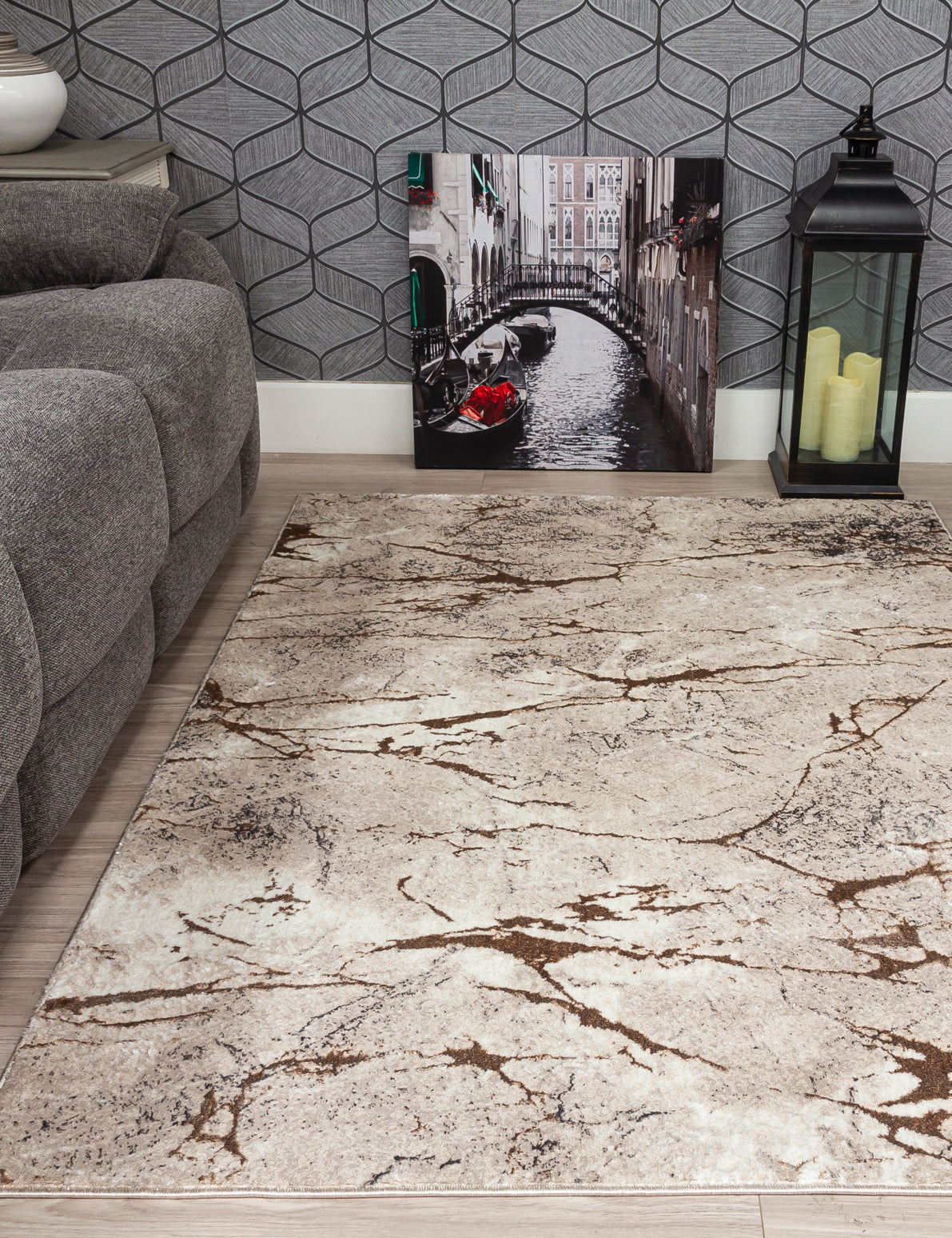 Glitz Marble - Beige rug, 80 x 150 cm size