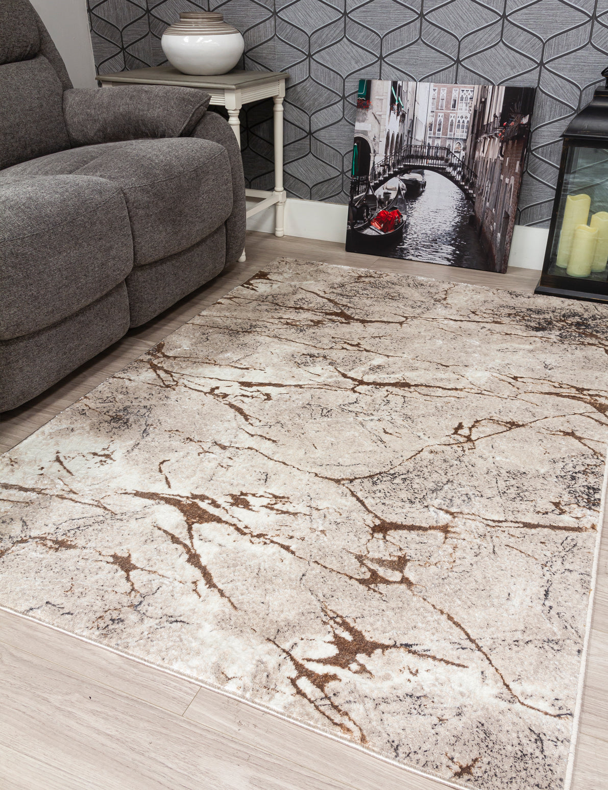 Glitz Marble - Beige rug, 120 x 170 cm size