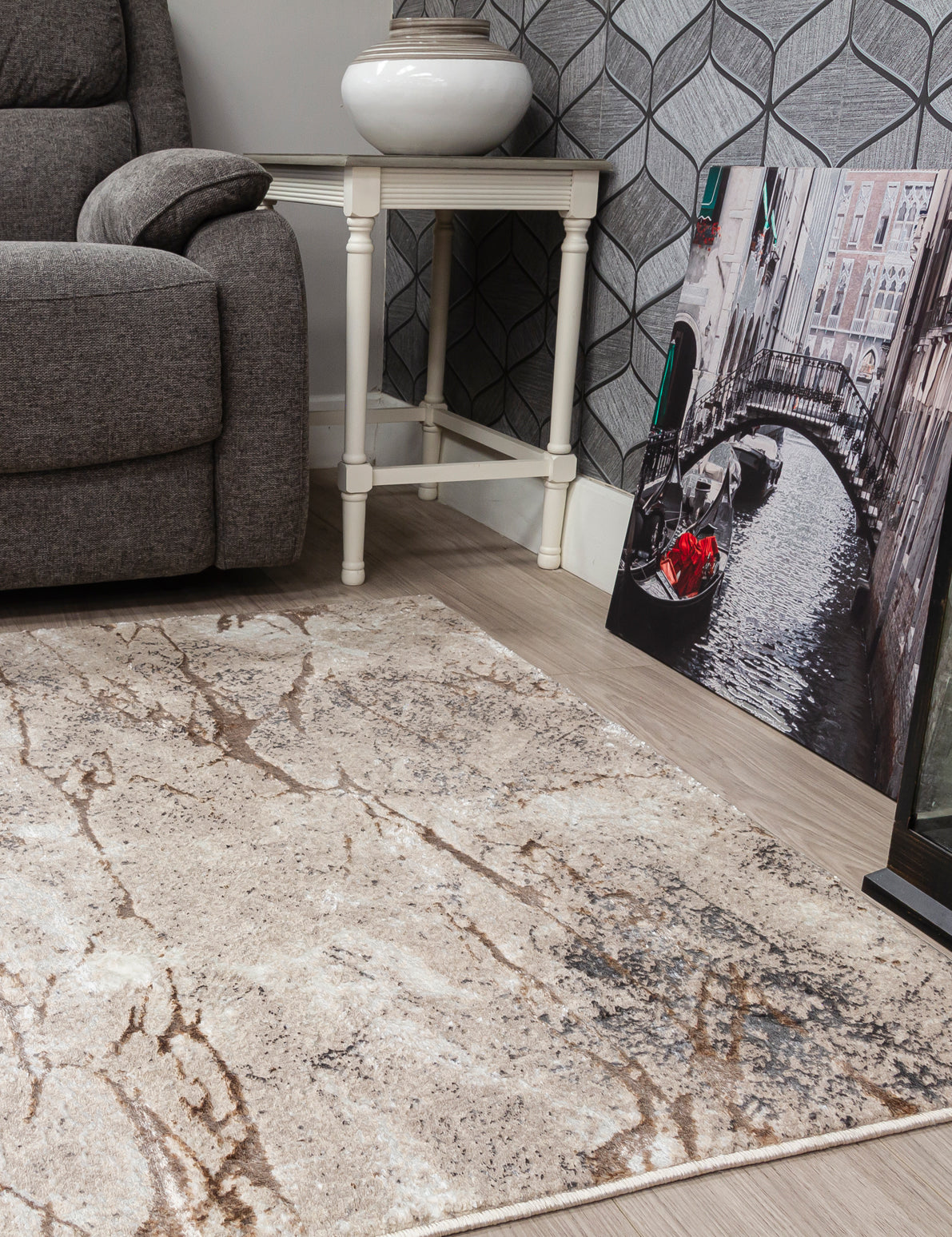 Glitz Marble - Beige rug, 160 x 220 cm size