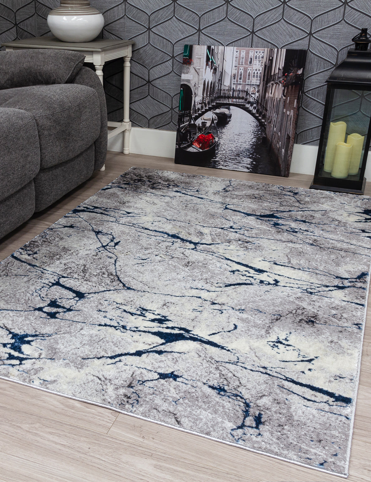 Glitz Marble - Blue rug from The Mattress Store Ireland