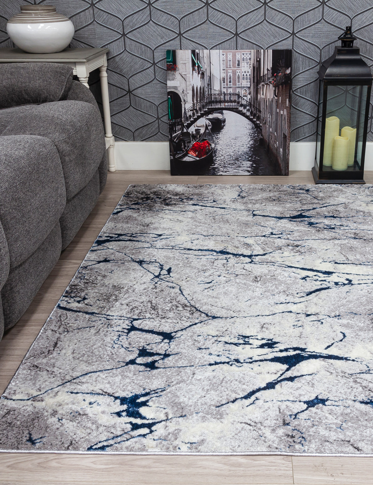Glitz Marble - Blue rug, 80 x 150 cm size