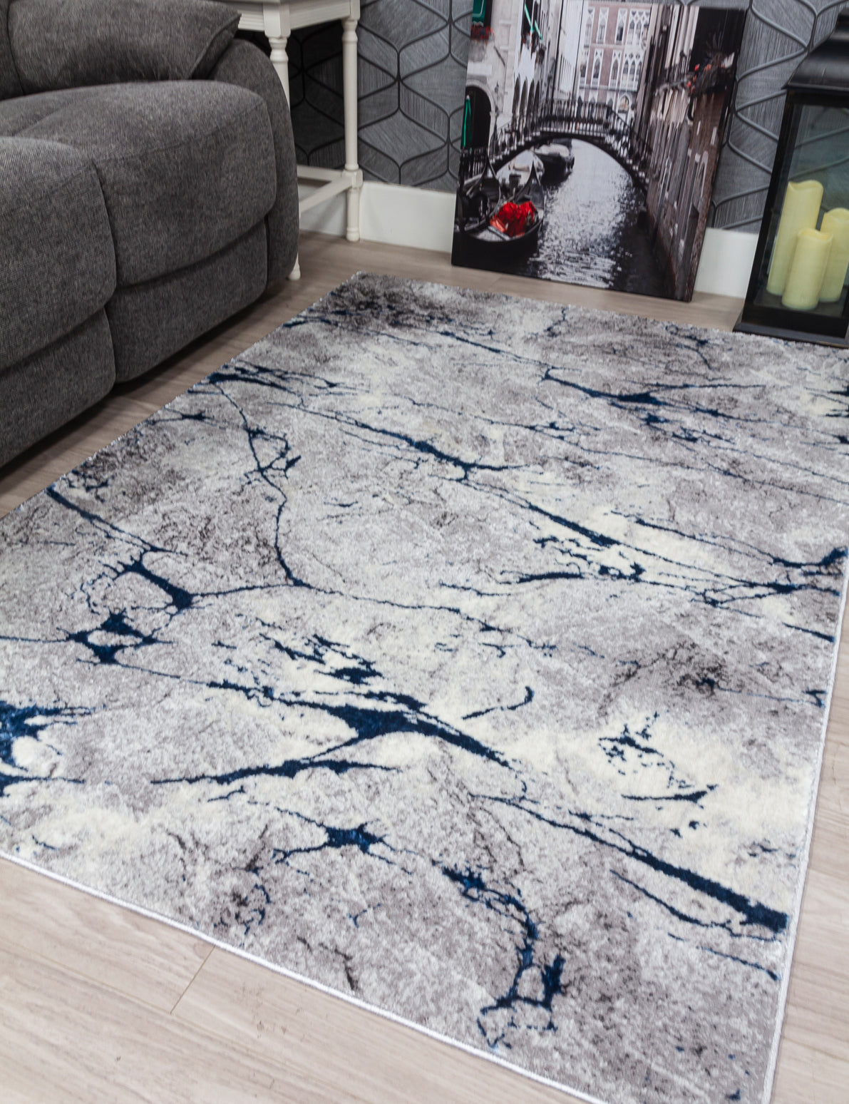 Glitz Marble - Blue rug, 120 x 170 cm size