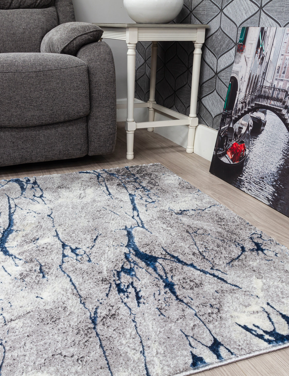 Glitz Marble - Blue rug, 160 x 220 cm size