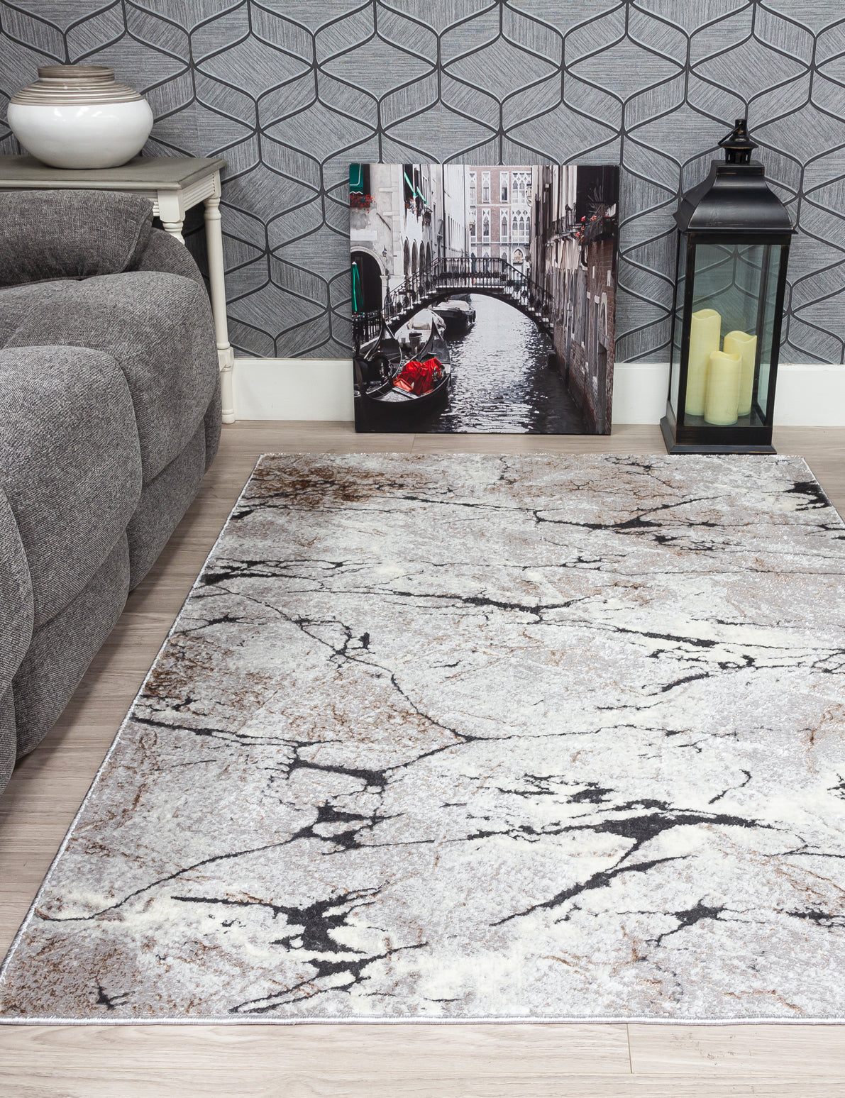 Glitz Marble - Grey rug, 80 x 150 cm size
