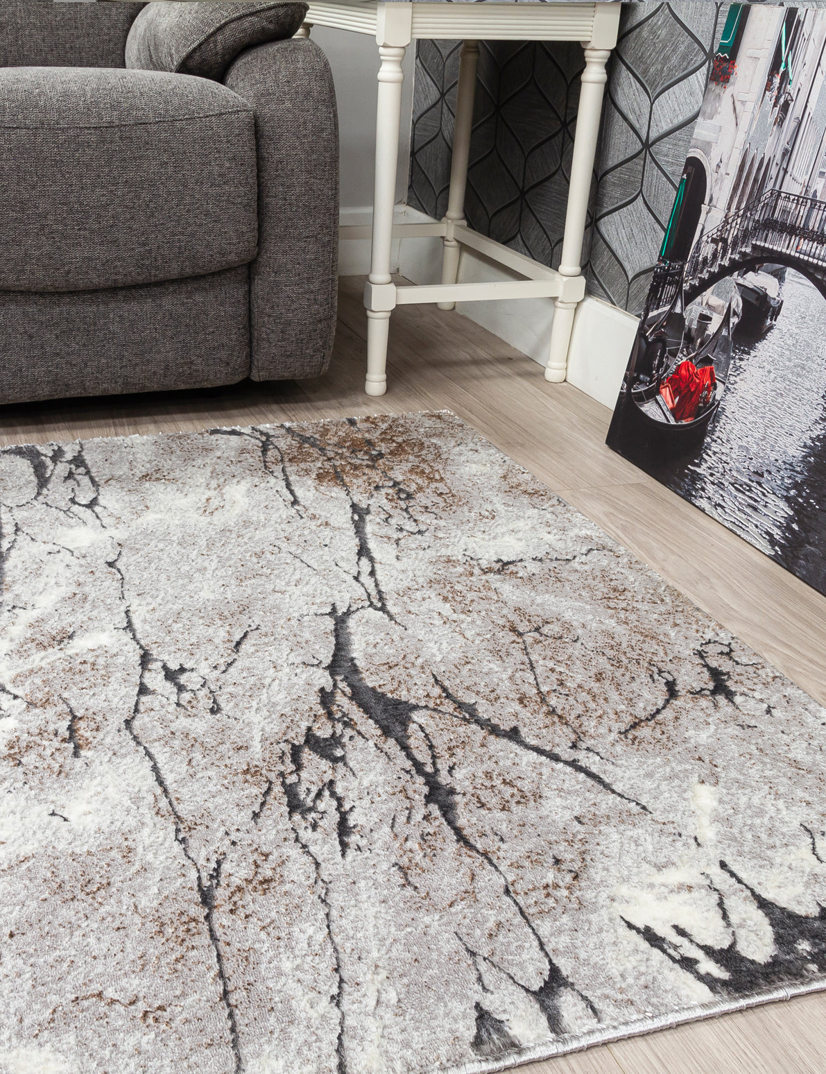Glitz Marble - Grey rug, 120 x 170 cm size
