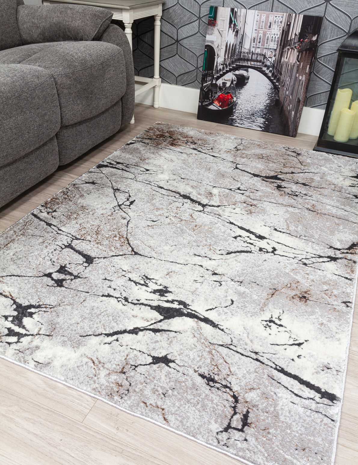 Glitz Marble - Grey rug, 160 x 220 cm size