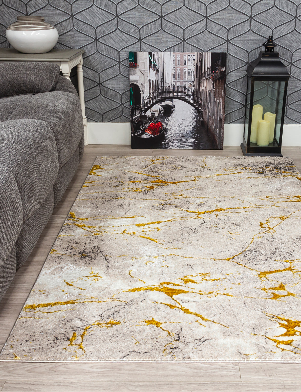 Glitz Marble - Ochre rug, 80 x 150 cm size