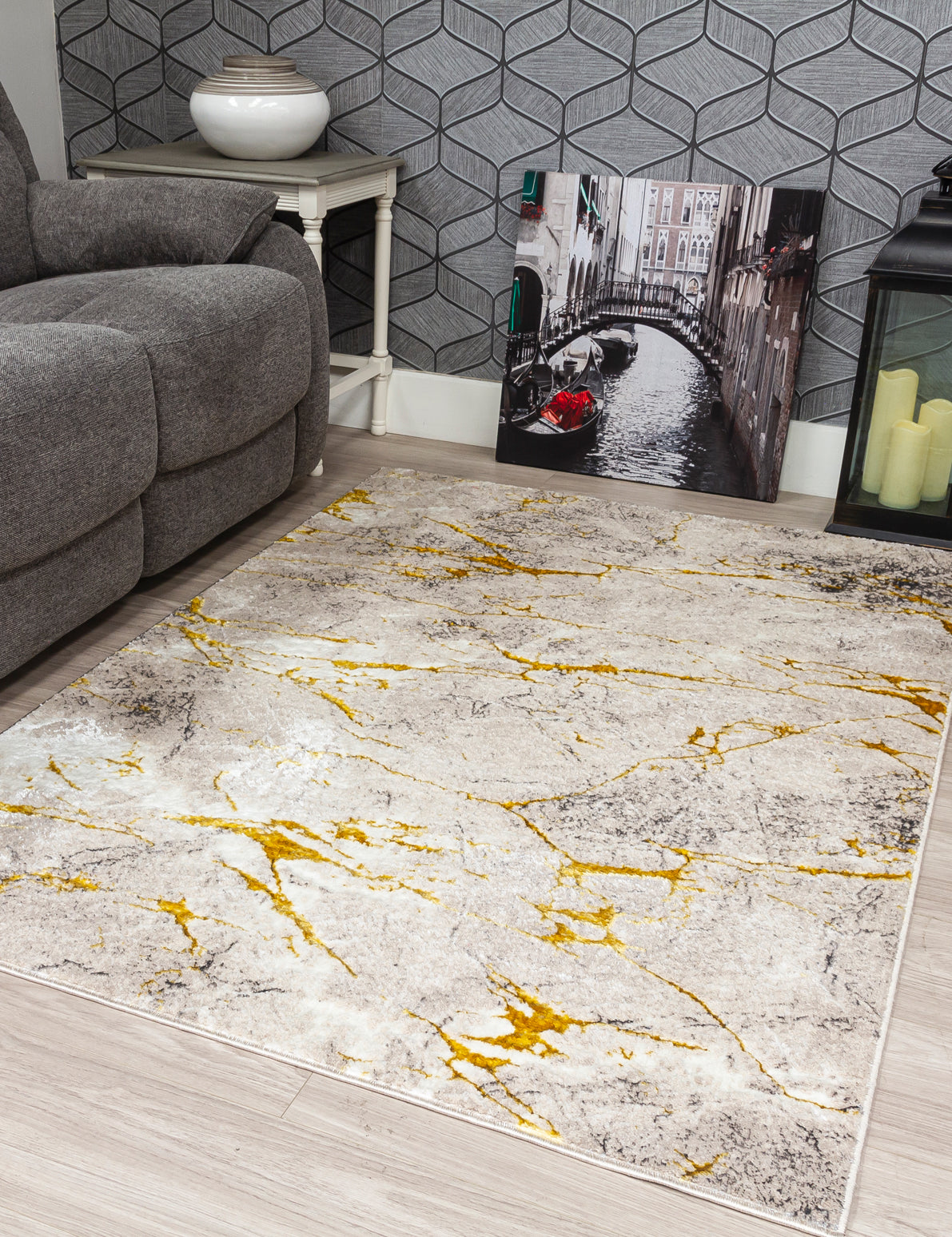 Glitz Marble - Ochre rug, 120 x 170 cm size
