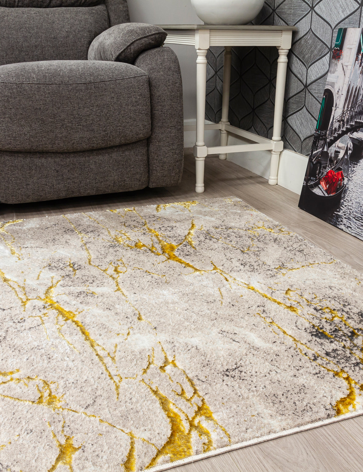Glitz Marble - Ochre rug, 160 x 220 cm size