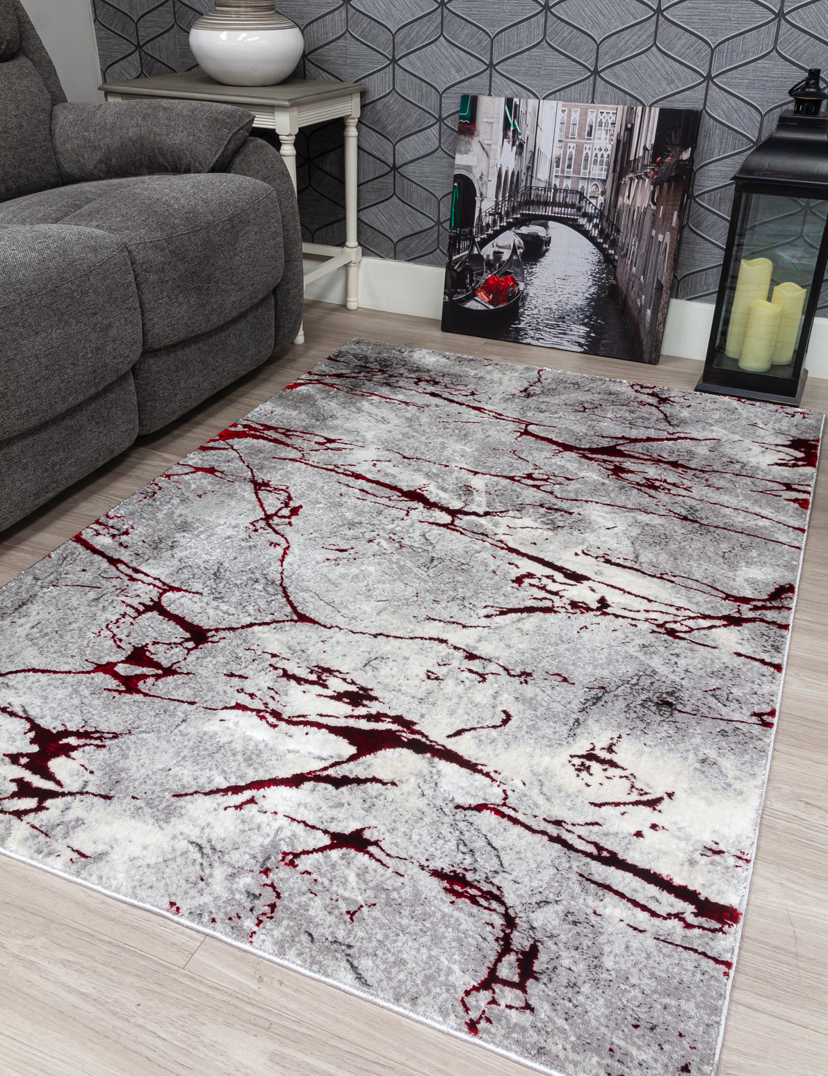 Glitz Marble - Red rug, 120 x 170 cm size