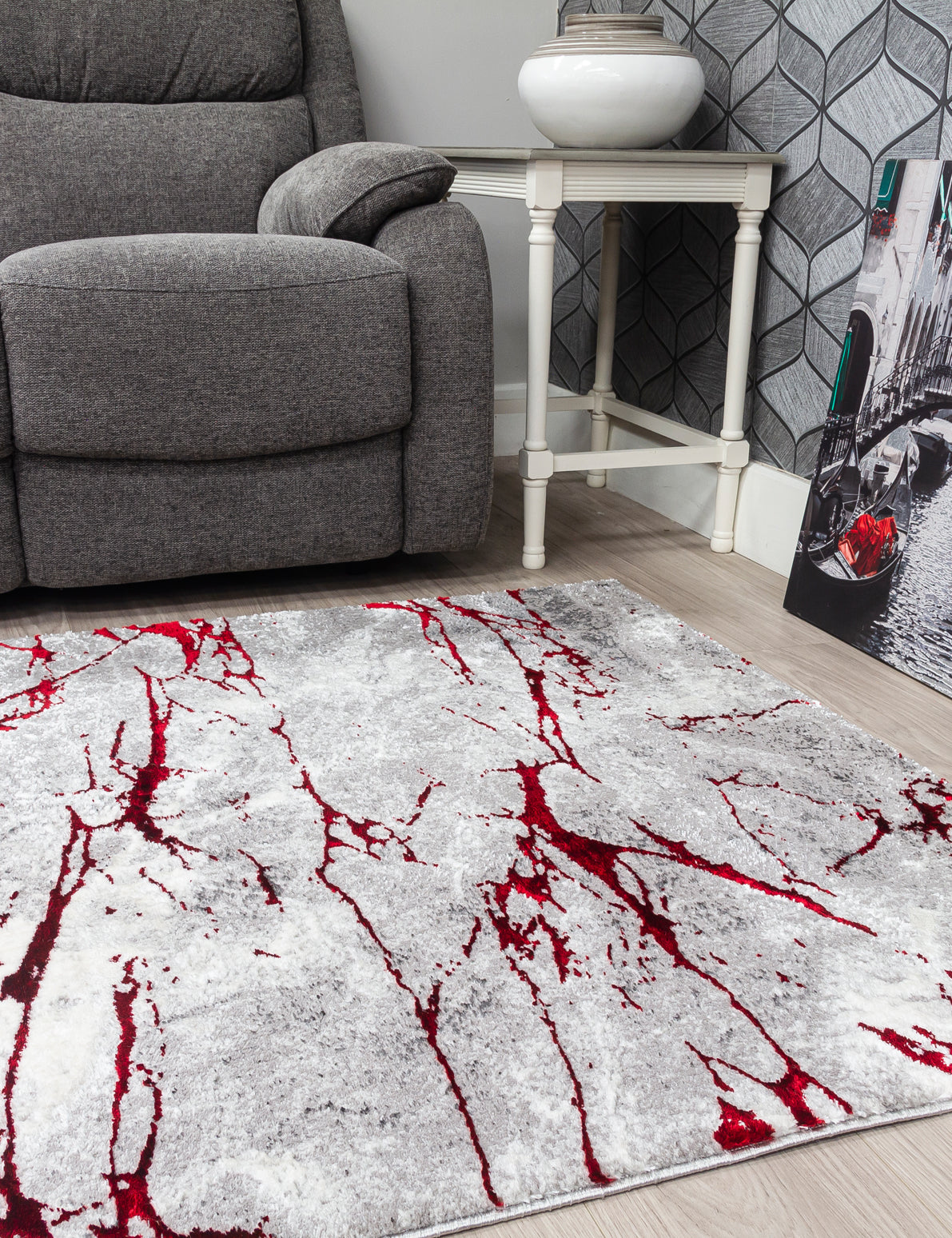Glitz Marble - Red rug, 160 x 220 cm size