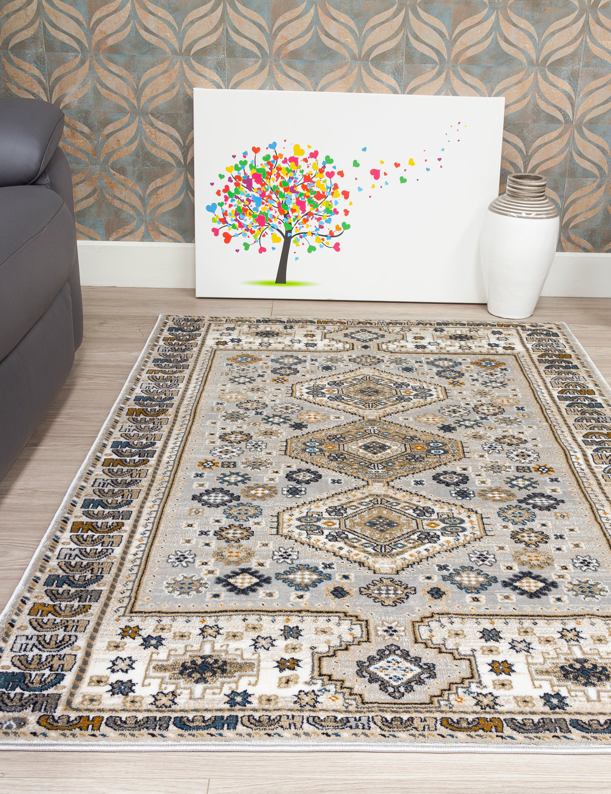 Aziza Katana - Grey rug, 60 x 110 cm size