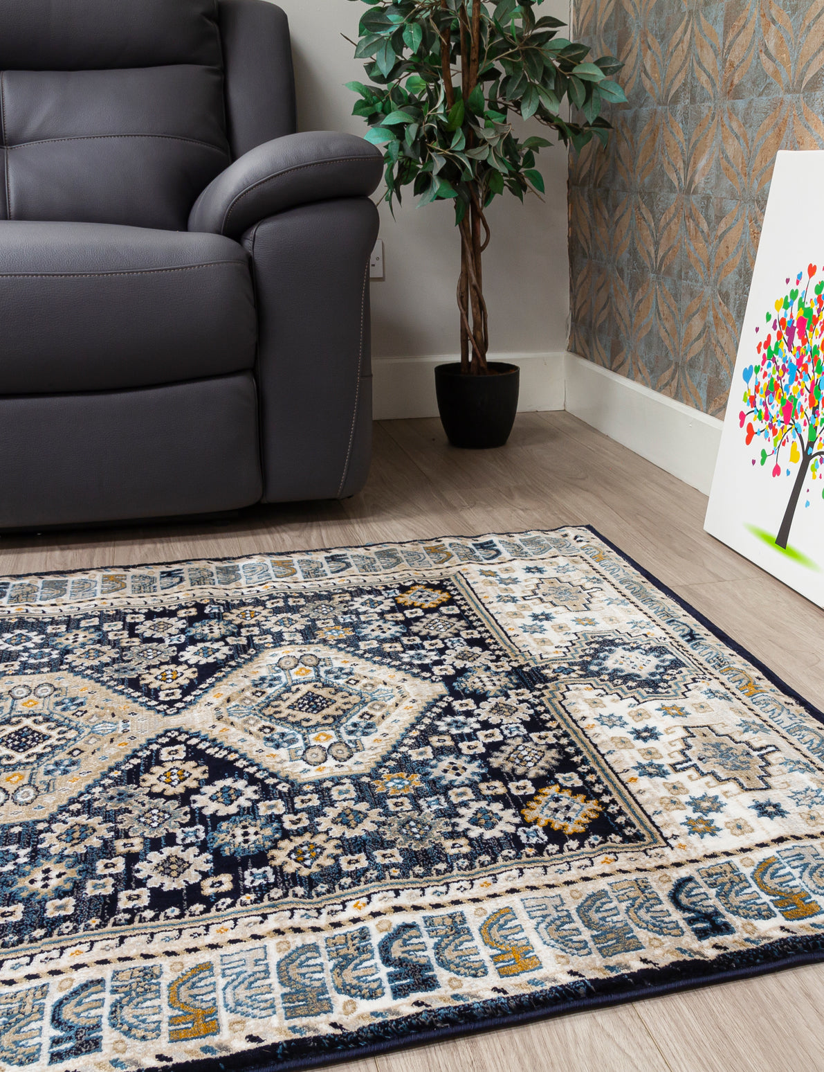 Aziza Katana - Navy rug, 120 x 170 cm size