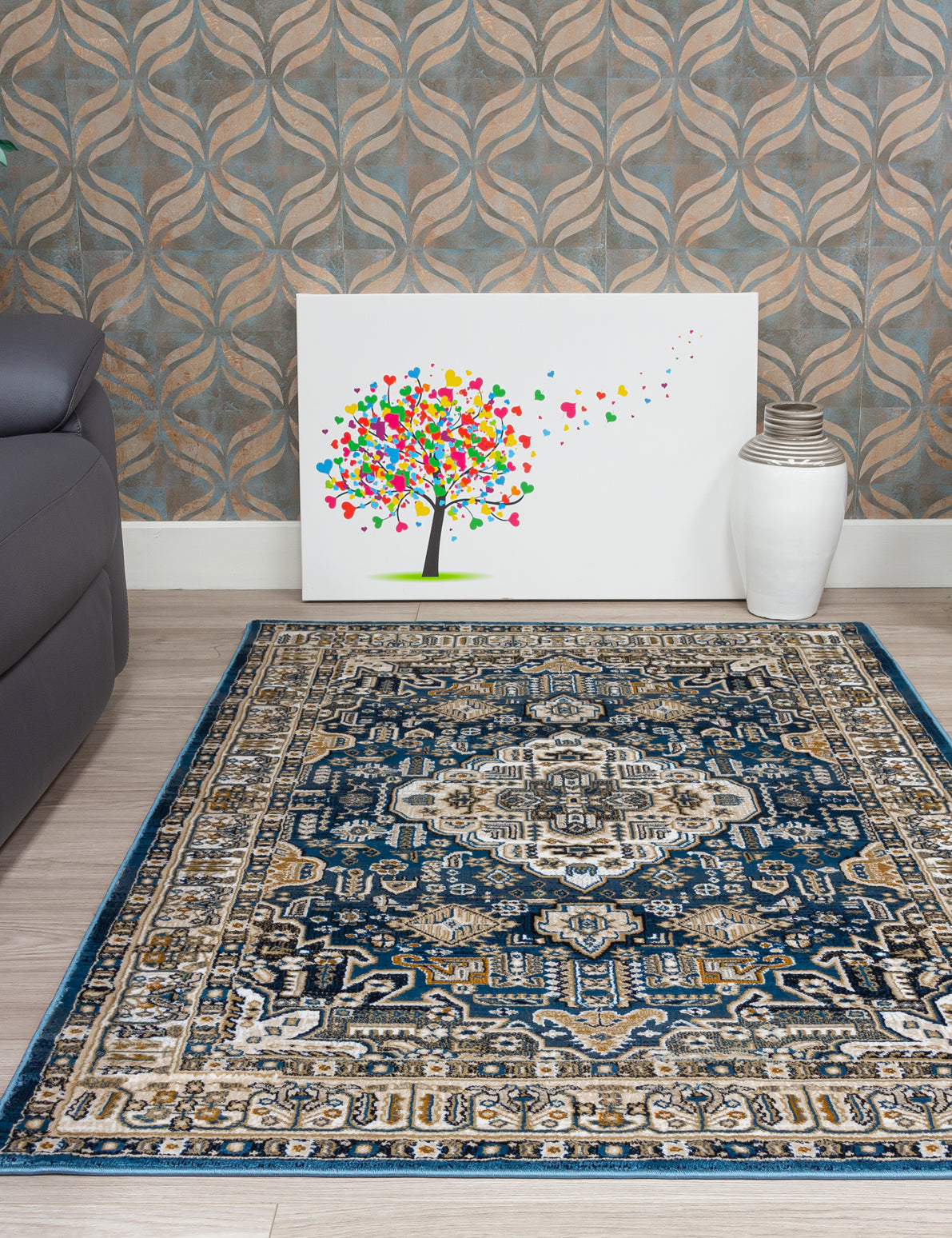 Aziza Medallion - Blue rug, 60 x 110 cm size