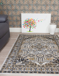 Aziza Medallion - Grey rug, 80 x 150 cm size