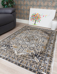 Aziza Medallion - Grey rug, 120 x 170 cm size
