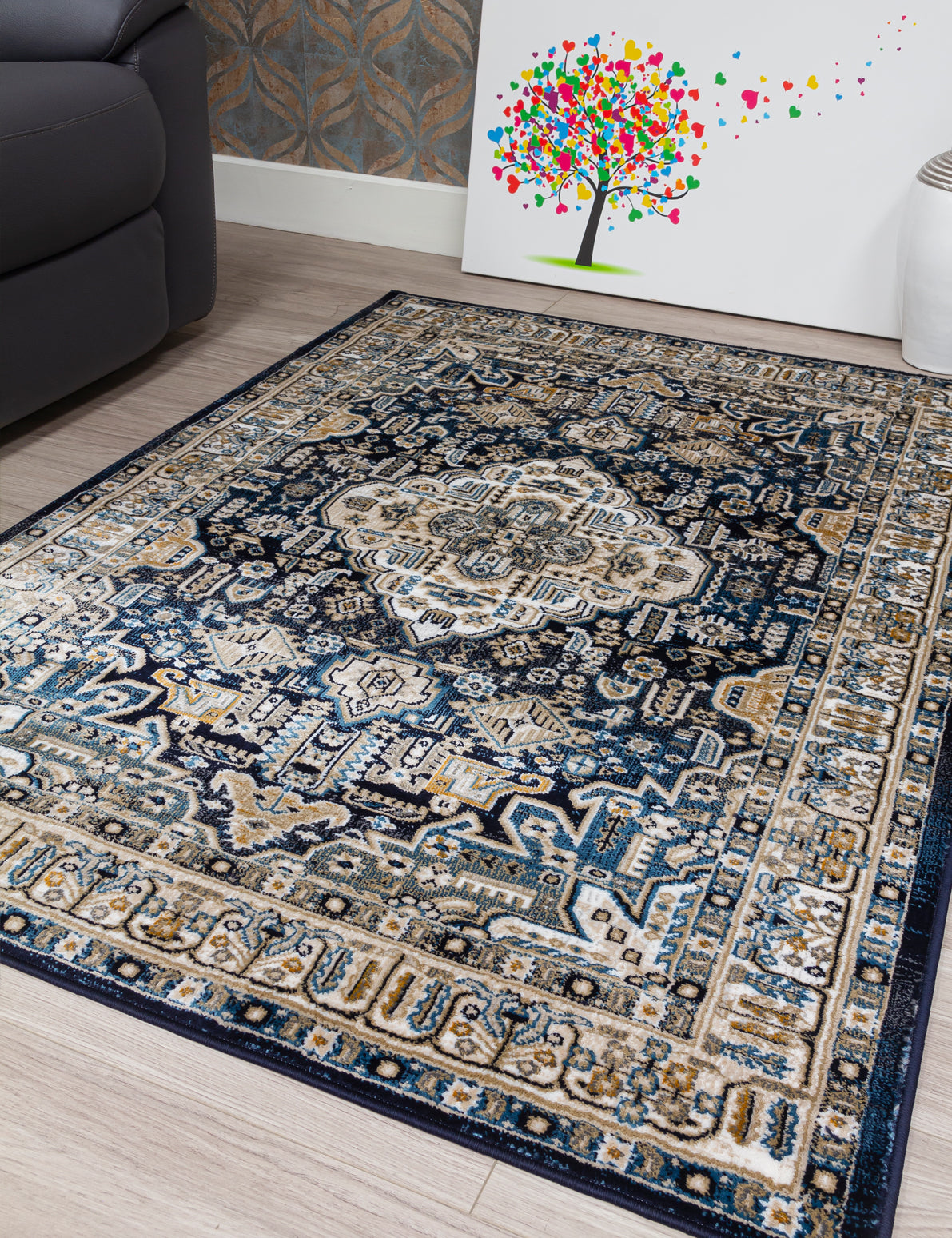 Aziza Medallion - Navy rug, 120 x 170 cm size