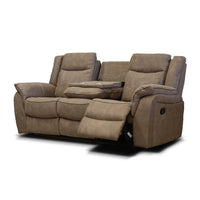 Brooklyn Hazel 2 seater recliner sofa with console, white background