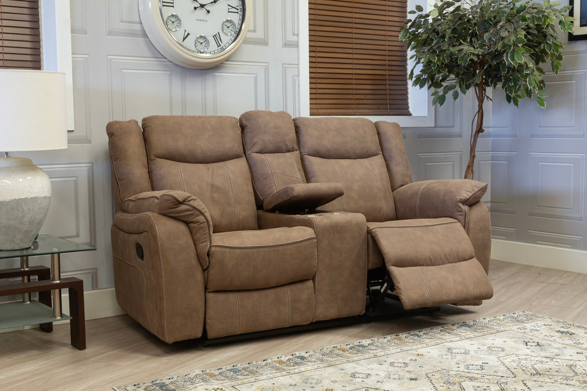 Brooklyn Hazel 2 seater recliner console sofa with recliner open