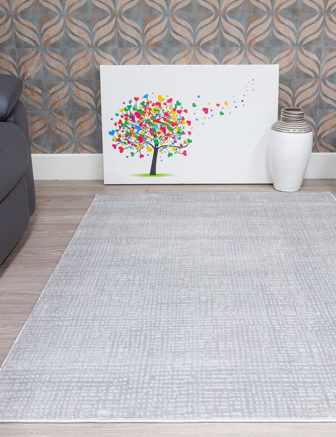 Elements Crisscross - Grey rug from The Mattress Store Ireland