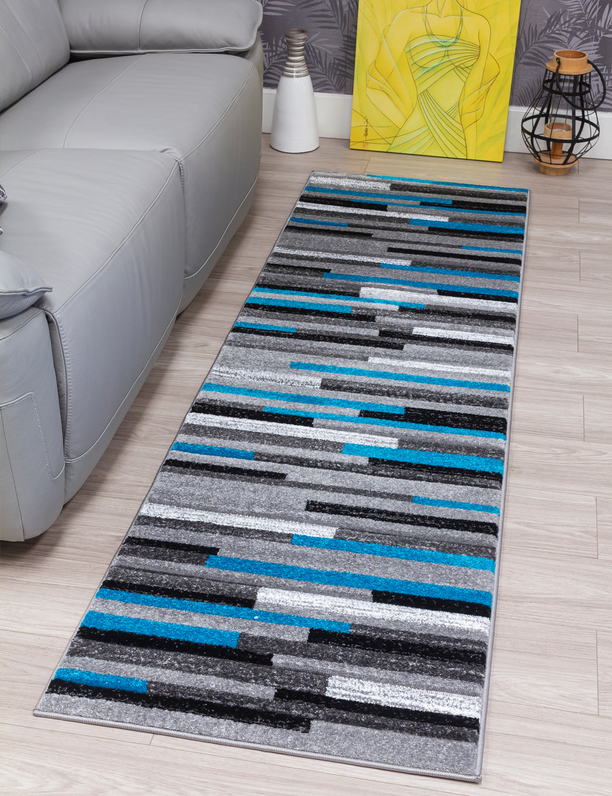Samba Levels - Teal rug, 67 x 240 cm size