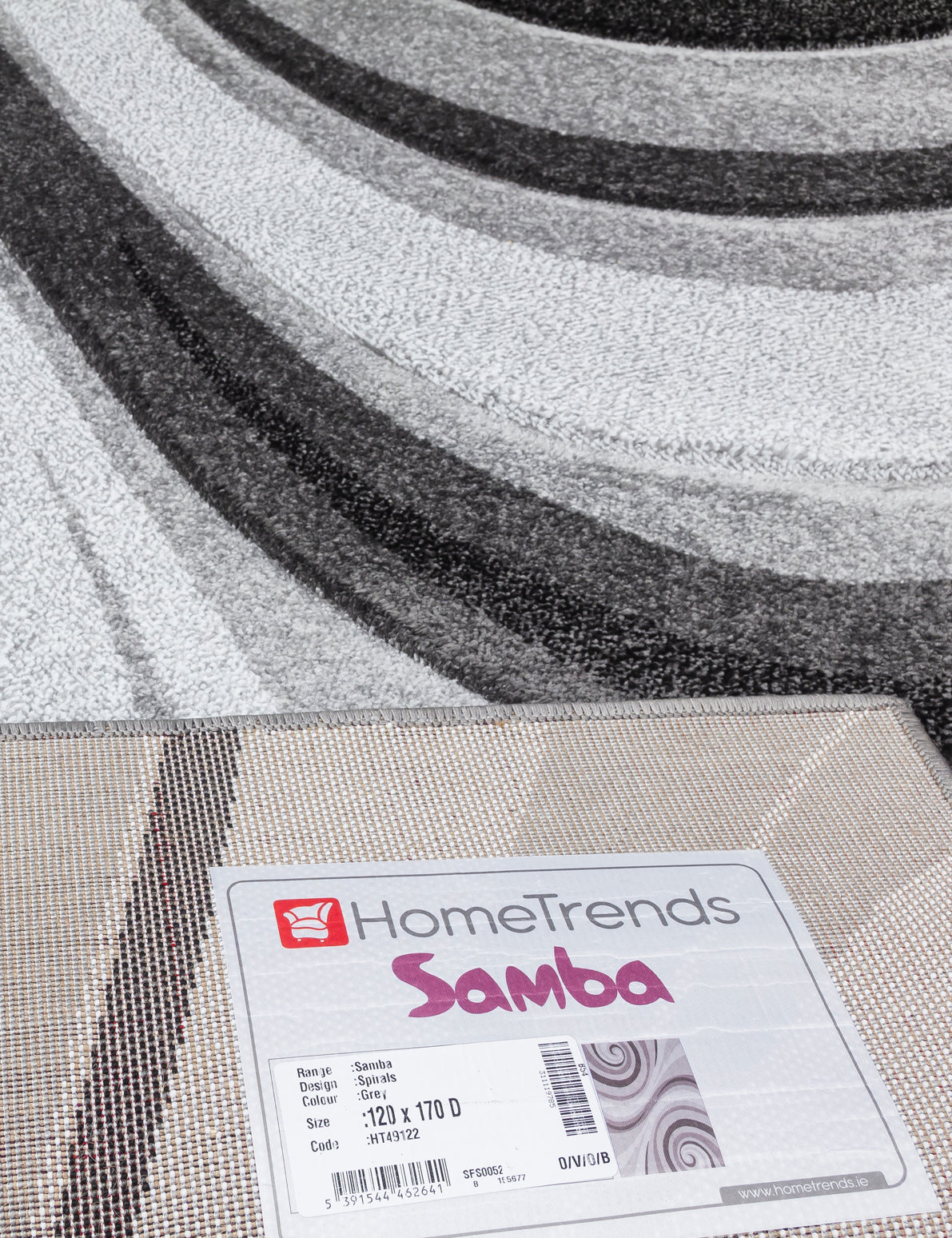 Samba Spirals - Grey rug, 200 x 300 cm size