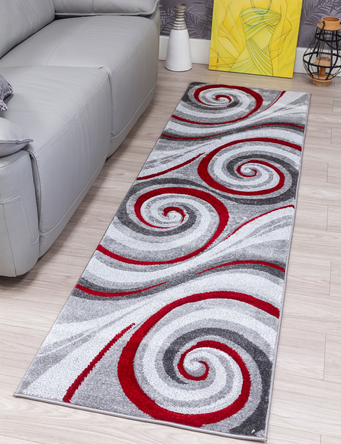 Samba Spirals - Red rug, 67 x 240 cm size
