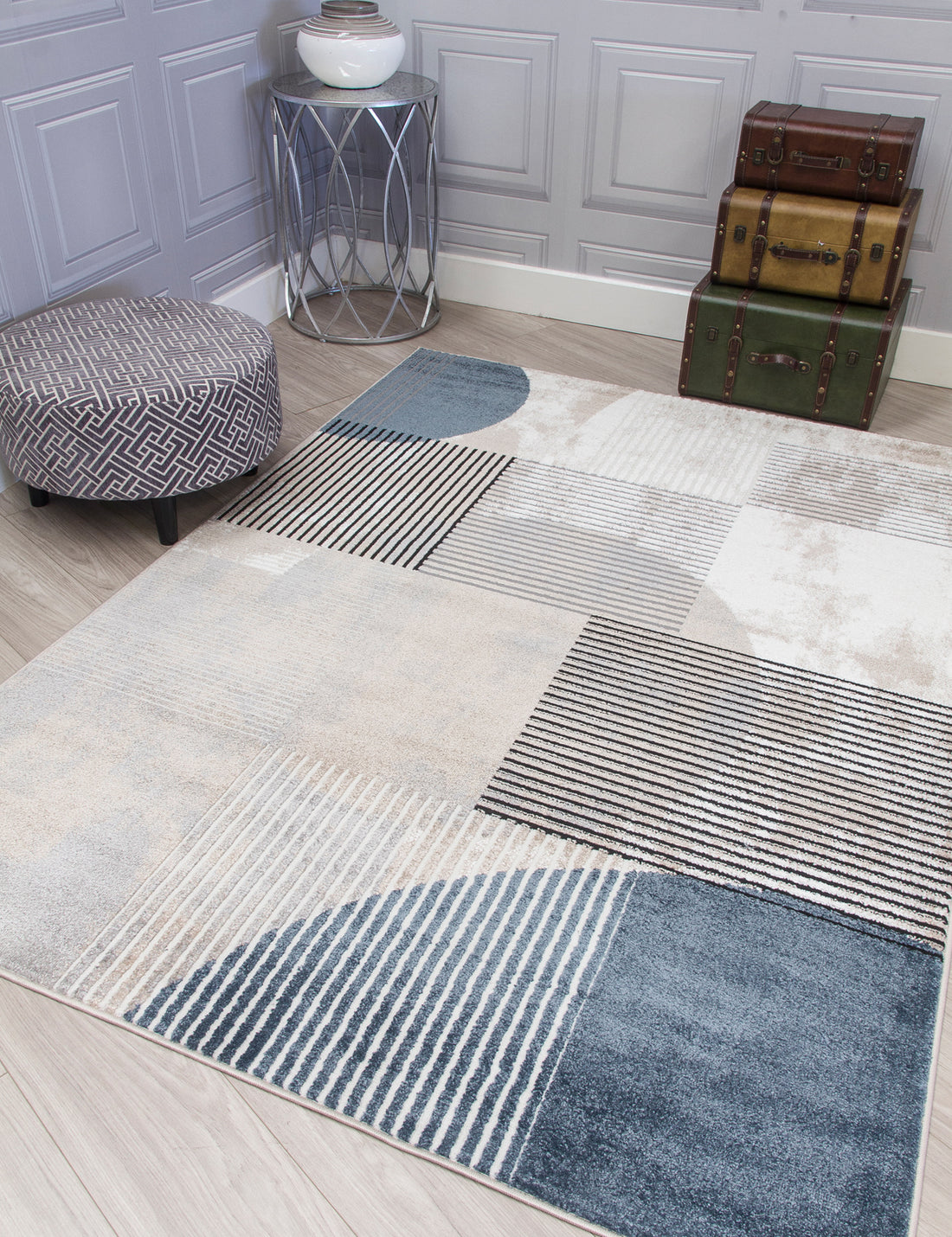 Casino Geo - Blue rug from The Mattress Store Ireland