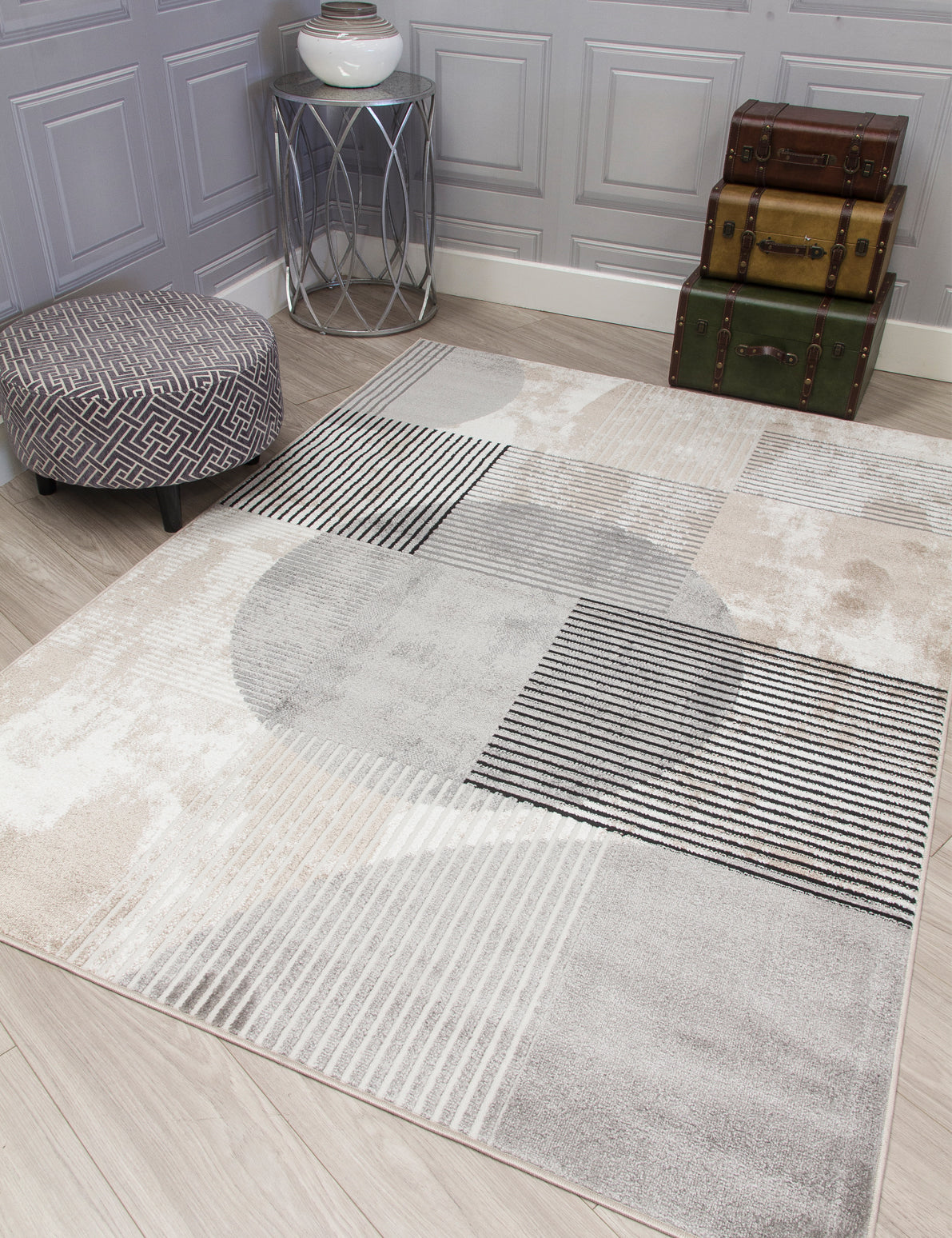 Casino Geo - Greige rug, 80 x 150 cm size