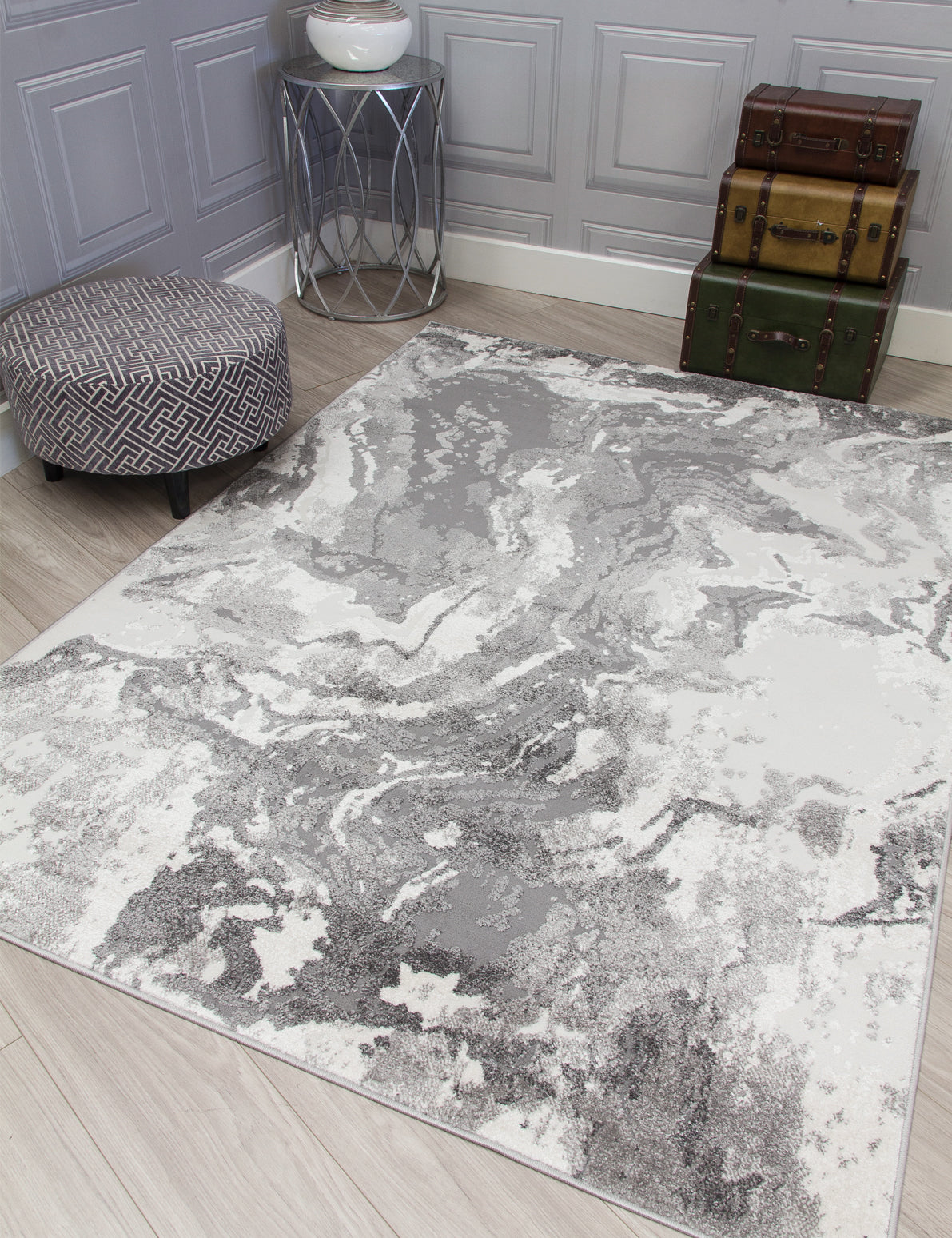 Casino Marble - Grey rug, 80 x 150 cm size