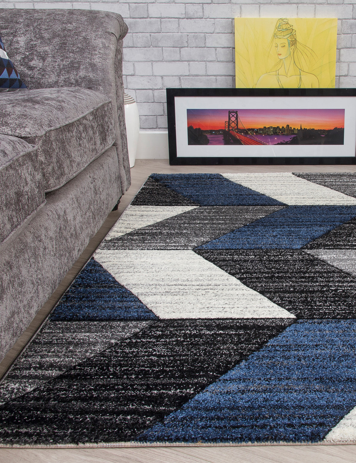 Impulse Chevron - Navy rug, 80 x 150 cm size