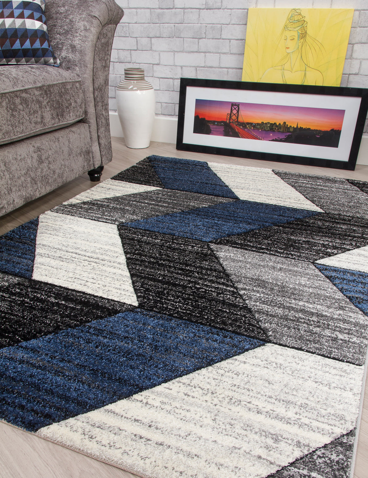 Impulse Chevron - Navy rug, 120 x 170 cm size